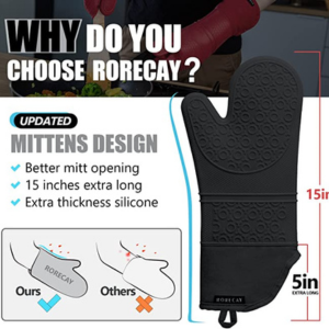 Extra Long Oven Mitts and Pot Holders Sets - Image 2