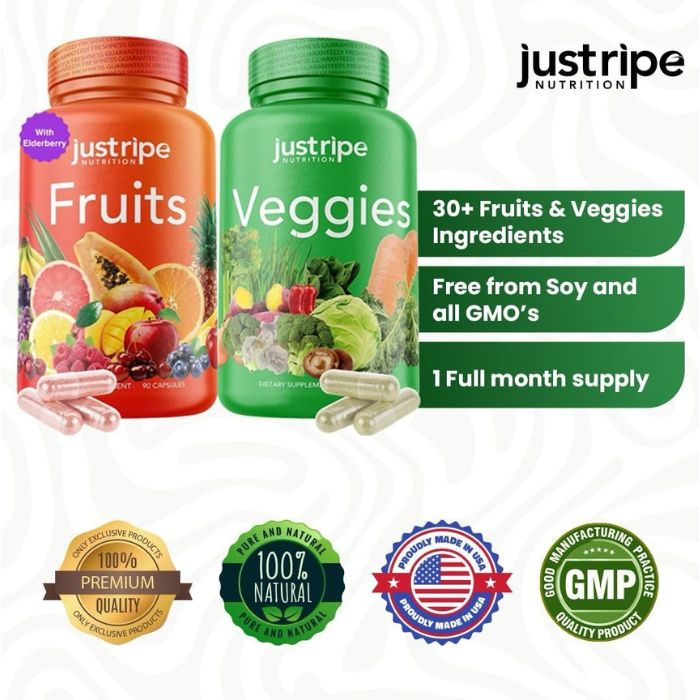 Fruits & Veggies Supplement, 90 Fruit & 90 Vegetable Capsules - Image 2