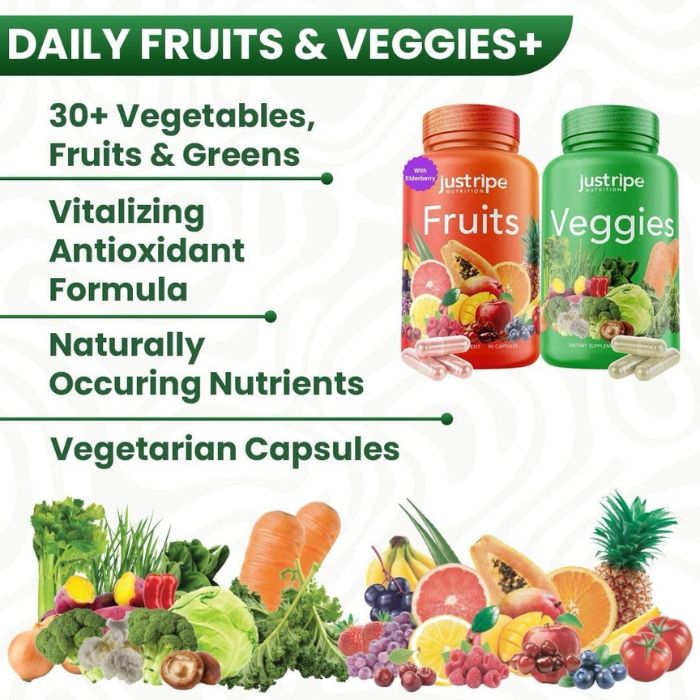 Fruits & Veggies Supplement, 90 Fruit & 90 Vegetable Capsules - Image 3