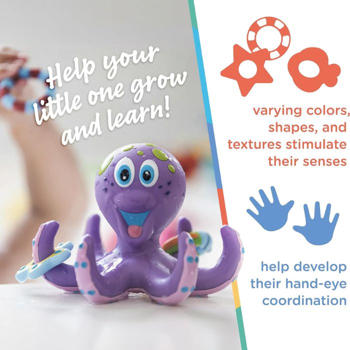 Nuby Floating Octopus Toy with 3 Hoopla Rings - Image 3